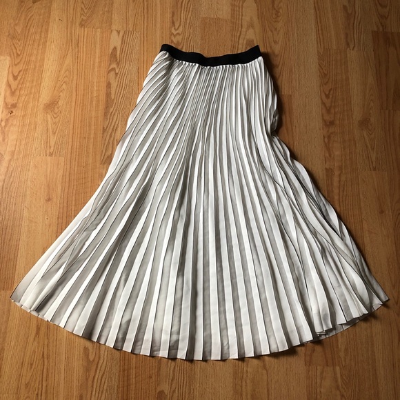 Max Studio Striped Pleated Maxi Skirt Small A-Line Cottagcore Preppy